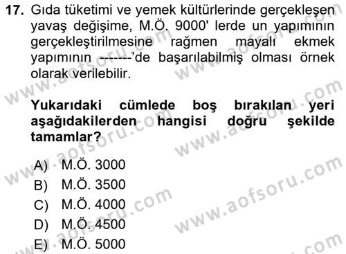 Gastronominin Temelleri Dersi 2024 - 2025 Yılı (Final) Dönem Sonu Sınav Soruları 17. Soru