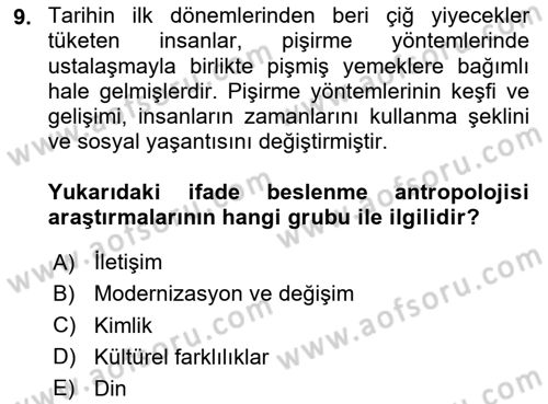 Gastronominin Temelleri Dersi 2024 - 2025 Yılı (Final) Dönem Sonu Sınav Soruları 9. Soru