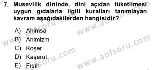 Gastronominin Temelleri Dersi 2024 - 2025 Yılı Yaz Okulu Sınav Soruları 7. Soru