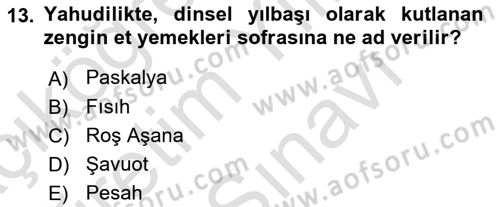Gastronominin Temelleri Dersi 2025 - 2026 Yılı (Vize) Ara Sınav Soruları 13. Soru
