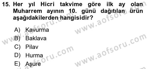 Gastronominin Temelleri Dersi 2025 - 2026 Yılı (Vize) Ara Sınav Soruları 15. Soru
