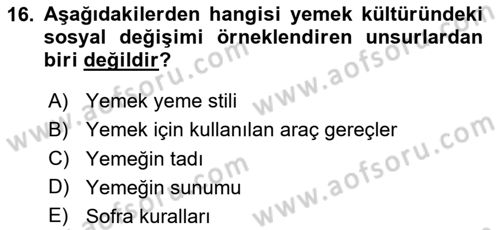 Gastronominin Temelleri Dersi 2025 - 2026 Yılı (Final) Dönem Sonu Sınav Soruları 16. Soru
