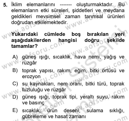 Gastronominin Temelleri Dersi 2025 - 2026 Yılı (Final) Dönem Sonu Sınav Soruları 5. Soru