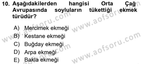 Gastronomi Tarihi Dersi 2015 - 2016 Yılı (Final) Dönem Sonu Sınav Soruları 10. Soru