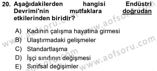Gastronomi Tarihi Dersi 2015 - 2016 Yılı (Final) Dönem Sonu Sınav Soruları 20. Soru