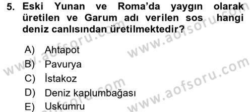 Gastronomi Tarihi Dersi 2015 - 2016 Yılı (Final) Dönem Sonu Sınav Soruları 5. Soru