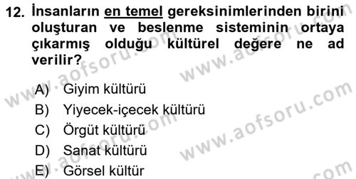 Gastronomi Tarihi Dersi 2016 - 2017 Yılı (Vize) Ara Sınav Soruları 12. Soru