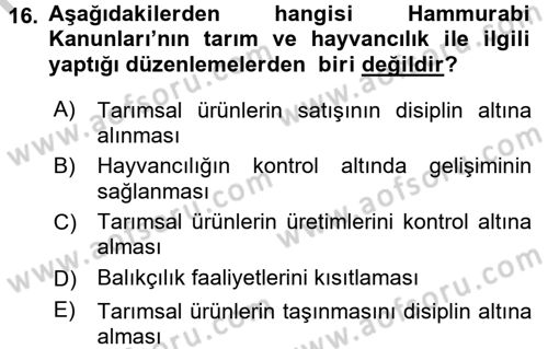Gastronomi Tarihi Dersi 2016 - 2017 Yılı (Vize) Ara Sınav Soruları 16. Soru