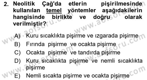Gastronomi Tarihi Dersi 2016 - 2017 Yılı (Vize) Ara Sınav Soruları 2. Soru