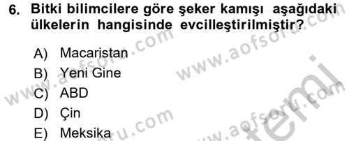Gastronomi Tarihi Dersi 2016 - 2017 Yılı (Vize) Ara Sınav Soruları 6. Soru
