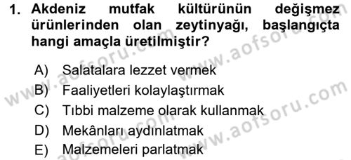 Gastronomi Tarihi Dersi 2016 - 2017 Yılı (Final) Dönem Sonu Sınav Soruları 1. Soru