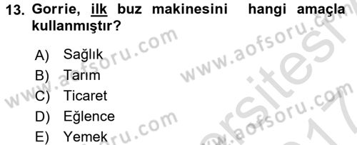 Gastronomi Tarihi Dersi 2016 - 2017 Yılı (Final) Dönem Sonu Sınav Soruları 13. Soru