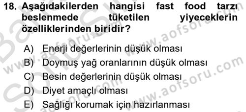 Gastronomi Tarihi Dersi 2016 - 2017 Yılı (Final) Dönem Sonu Sınav Soruları 18. Soru