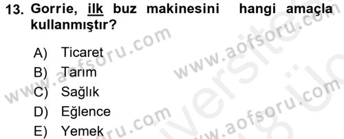 Gastronomi Tarihi Dersi 2017 - 2018 Yılı 3 Ders Sınav Soruları 13. Soru