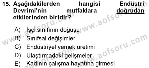Gastronomi Tarihi Dersi 2017 - 2018 Yılı 3 Ders Sınav Soruları 15. Soru