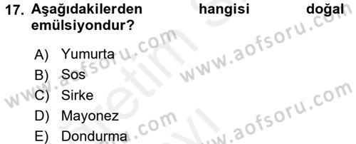 Gastronomi Tarihi Dersi 2017 - 2018 Yılı 3 Ders Sınav Soruları 17. Soru