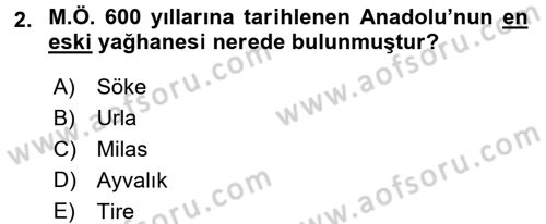 Gastronomi Tarihi Dersi 2017 - 2018 Yılı 3 Ders Sınav Soruları 2. Soru