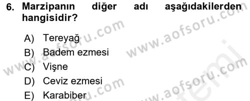 Gastronomi Tarihi Dersi 2017 - 2018 Yılı 3 Ders Sınav Soruları 6. Soru