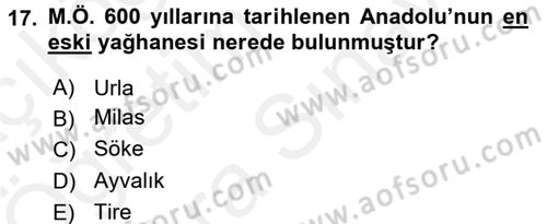 Gastronomi Tarihi Dersi 2017 - 2018 Yılı (Vize) Ara Sınav Soruları 17. Soru