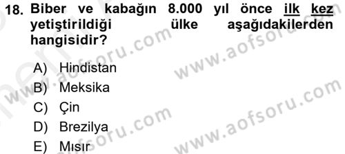 Gastronomi Tarihi Dersi 2017 - 2018 Yılı (Vize) Ara Sınav Soruları 18. Soru
