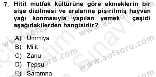 Gastronomi Tarihi Dersi 2017 - 2018 Yılı (Vize) Ara Sınav Soruları 7. Soru