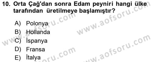 Gastronomi Tarihi Dersi 2017 - 2018 Yılı (Final) Dönem Sonu Sınav Soruları 10. Soru