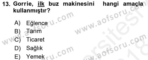 Gastronomi Tarihi Dersi 2017 - 2018 Yılı (Final) Dönem Sonu Sınav Soruları 13. Soru