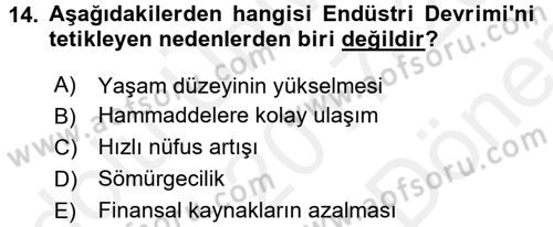 Gastronomi Tarihi Dersi 2017 - 2018 Yılı (Final) Dönem Sonu Sınav Soruları 14. Soru