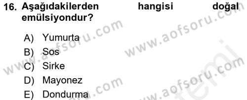 Gastronomi Tarihi Dersi 2017 - 2018 Yılı (Final) Dönem Sonu Sınav Soruları 16. Soru