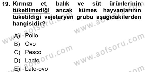 Gastronomi Tarihi Dersi 2017 - 2018 Yılı (Final) Dönem Sonu Sınav Soruları 19. Soru