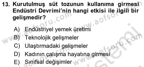 Gastronomi Tarihi Dersi 2018 - 2019 Yılı 3 Ders Sınav Soruları 13. Soru