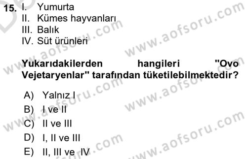 Gastronomi Tarihi Dersi 2018 - 2019 Yılı 3 Ders Sınav Soruları 15. Soru