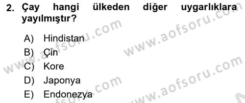 Gastronomi Tarihi Dersi 2018 - 2019 Yılı 3 Ders Sınav Soruları 2. Soru