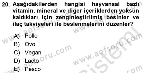Gastronomi Tarihi Dersi 2018 - 2019 Yılı 3 Ders Sınav Soruları 20. Soru