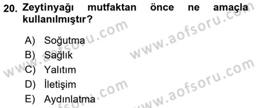 Gastronomi Tarihi Dersi 2018 - 2019 Yılı (Vize) Ara Sınav Soruları 20. Soru
