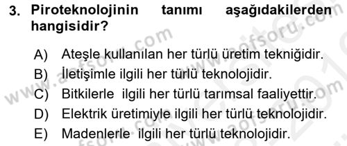 Gastronomi Tarihi Dersi 2018 - 2019 Yılı (Vize) Ara Sınav Soruları 3. Soru