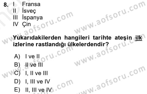 Gastronomi Tarihi Dersi 2018 - 2019 Yılı (Vize) Ara Sınav Soruları 8. Soru