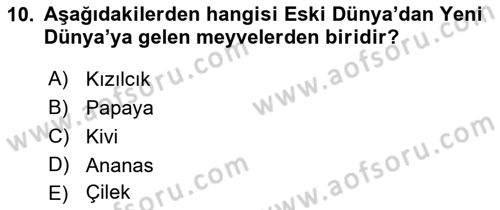 Gastronomi Tarihi Dersi 2018 - 2019 Yılı (Final) Dönem Sonu Sınav Soruları 10. Soru