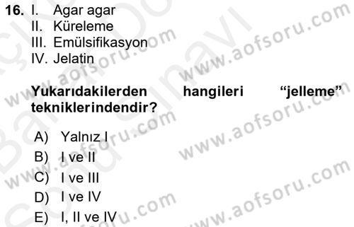 Gastronomi Tarihi Dersi 2018 - 2019 Yılı (Final) Dönem Sonu Sınav Soruları 16. Soru
