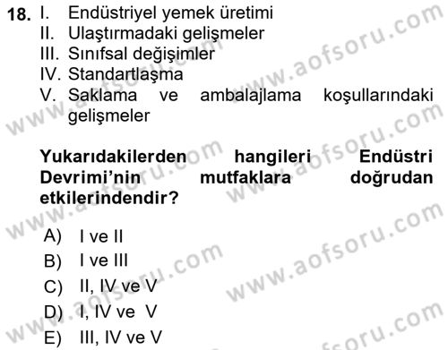 Gastronomi Tarihi Dersi 2018 - 2019 Yılı (Final) Dönem Sonu Sınav Soruları 18. Soru