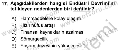 Gastronomi Tarihi Dersi 2018 - 2019 Yılı Yaz Okulu Sınav Soruları 17. Soru