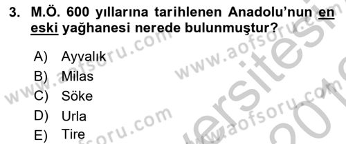 Gastronomi Tarihi Dersi 2018 - 2019 Yılı Yaz Okulu Sınav Soruları 3. Soru