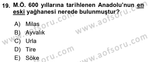 Gastronomi Tarihi Dersi 2021 - 2022 Yılı (Vize) Ara Sınav Soruları 19. Soru
