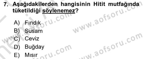 Gastronomi Tarihi Dersi 2021 - 2022 Yılı (Vize) Ara Sınav Soruları 7. Soru