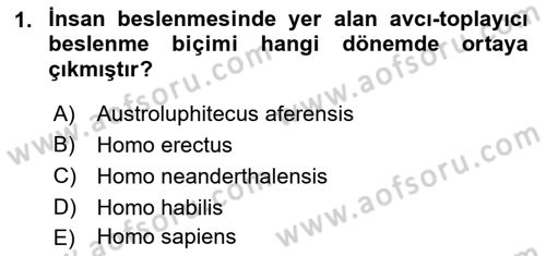 Gastronomi Tarihi Dersi 2021 - 2022 Yılı (Final) Dönem Sonu Sınav Soruları 1. Soru
