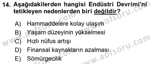 Gastronomi Tarihi Dersi 2021 - 2022 Yılı (Final) Dönem Sonu Sınav Soruları 14. Soru