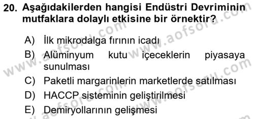 Gastronomi Tarihi Dersi 2021 - 2022 Yılı (Final) Dönem Sonu Sınav Soruları 20. Soru