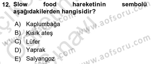 Gastronomi Tarihi Dersi 2022 - 2023 Yılı Yaz Okulu Sınav Soruları 12. Soru