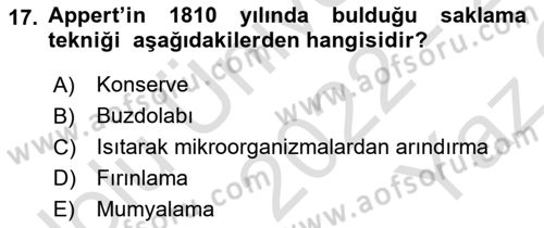Gastronomi Tarihi Dersi 2022 - 2023 Yılı Yaz Okulu Sınav Soruları 17. Soru