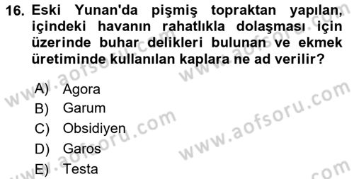 Gastronomi Tarihi Dersi 2023 - 2024 Yılı (Vize) Ara Sınav Soruları 16. Soru